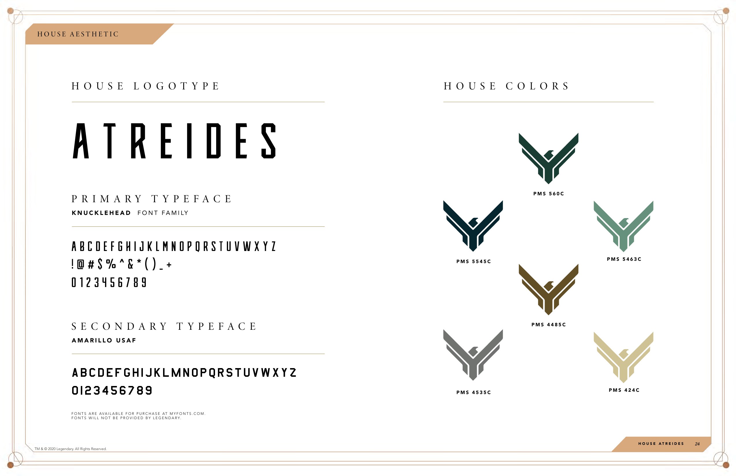Dune, House Atreides logotype, typography, and color system
