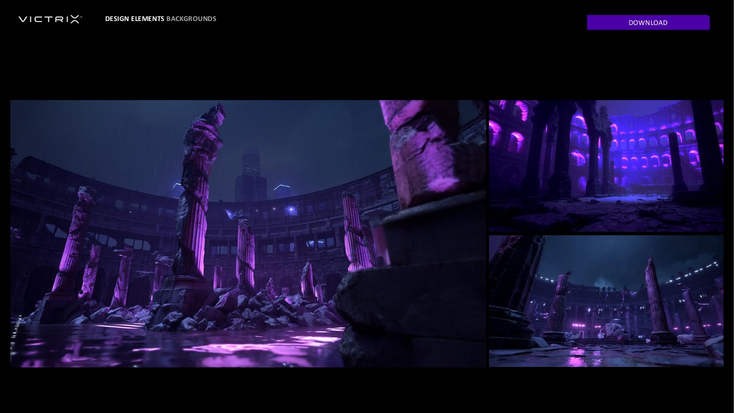 Victrix, ruined arena and statue environment